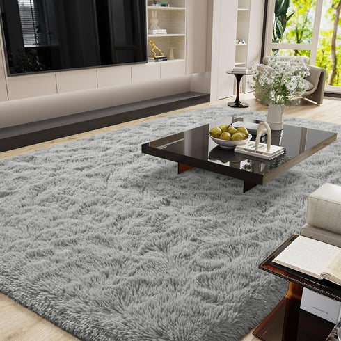 LOCHAS Gray Ultra Soft Indoor Modern Area Rugs 4x5.3 Feet, Fluffy Living Room Carpets for Children Bedroom Nursery Decor
