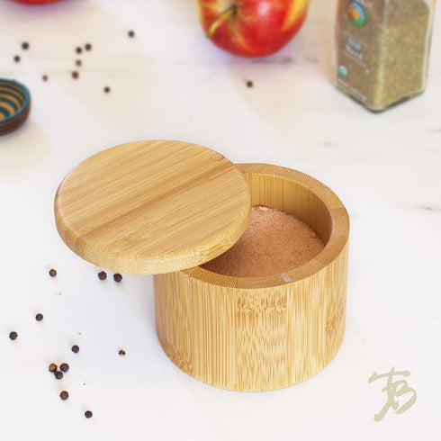 Totally Bamboo Salt Cellar with Swivel Lid – Bamboo Spice Box Storage Container for Kitchen Countertop – Ideal for Sea