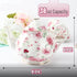 38 oz, BTaT- Floral Tea Pot with Gift Box, White with Pink Roses & Gold Trim, Porcelain Teapot Ceramic, Dishwasher Safe