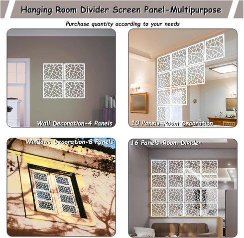 Lchen Hanging Room Divider - 10 Pieces Wood-Plastic Hanging Panels 0.2“ Thick Screen Panel for Living Room Bedroom Home