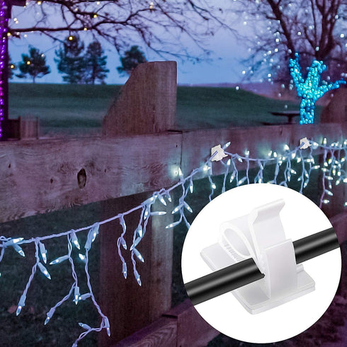 120 Pieces Outdoor Cable Clips, Adhesive Wire Holder Organizer for Christmas Fairy Lights, Medium, White