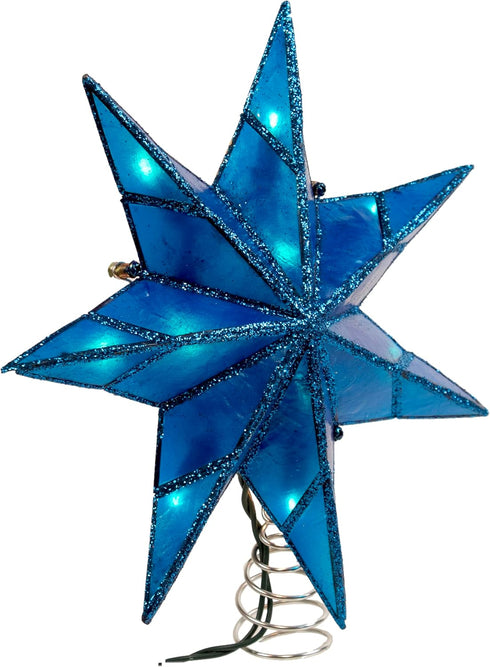 Kurt S. Adler 10-Light 7-Point Capiz Star Treetop - Blue and White