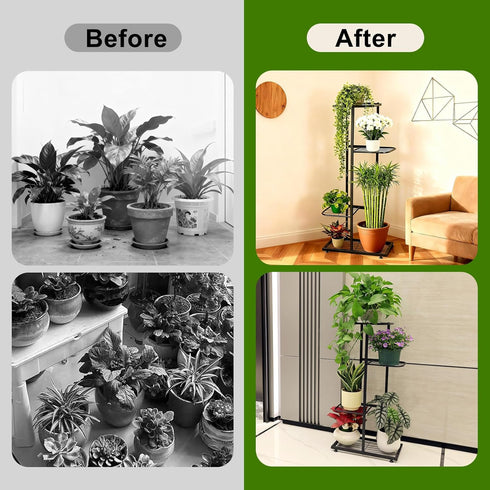 Phyluckny 4 Tier-5 Plant Stand Indoor Outdoor, Corner Metal Plant Stands, Heavy Duty Tall Planter Shelf for Multiple