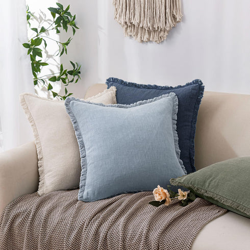 Chair,20x20 Inch Set 2, Woaboy Decorative Linen Fringe Throw Pillow Covers Boho Farmhouse Soft Cushion Covers Accent