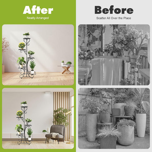 5 Tier Plant Stand Indoor Outdoor, Tall Flower Display Stand, Multi-Tiered Plant Rack Shelf for Plants, Corner Plant
