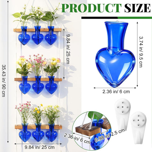 Leinuosen 3 9 Wall Hanging Plant Propagation Stations Mother Gifts for Her Plant Lovers Tiered Heart Shaped Glass Vases