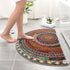 Semi Circle Bathroom Floor Rug, Half Round Door Mat, Mandala Boho Non-Slip Absorbent Bath Mat, Multicolor