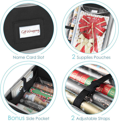 22 40" Hearth & Harbor Wrapping Paper Storage Container - Christmas Storage Bag with Interior Pockets - Gift Wrapping