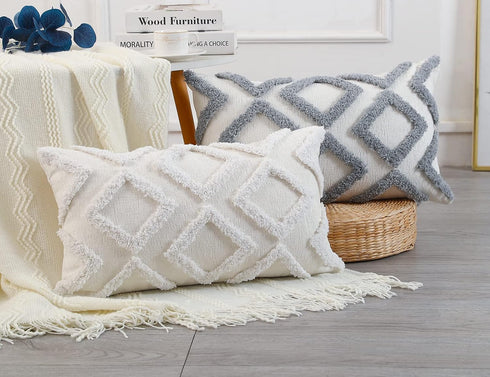 14 26,Plush NUYECY Diamond Pattern Long Pillow Covers x Chenille Decorative Long Lumbar Pillow Case Pillow Covers