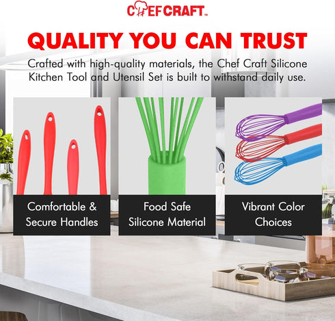 Chef Craft Premium Silicone Wire Cooking Whisk, 10.5 inch, Green