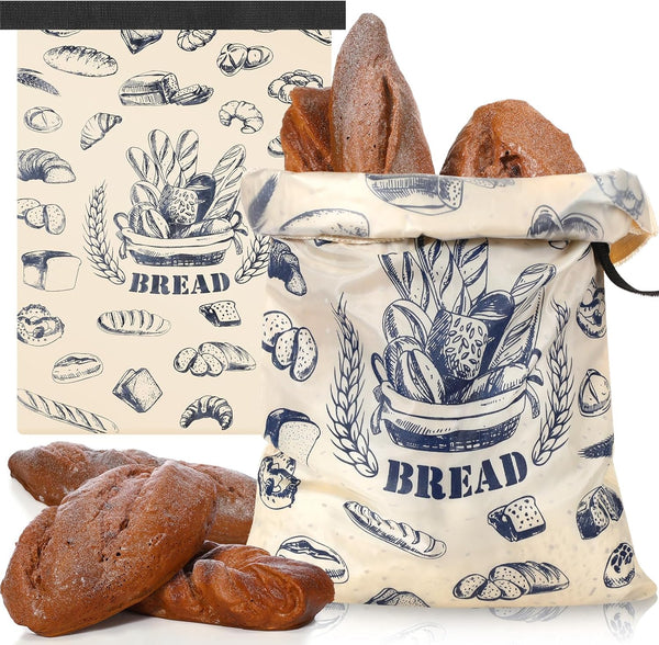2 Pcs Bread Bags for Homemade Maker Gift Zipper Reusable Beeswax Bread