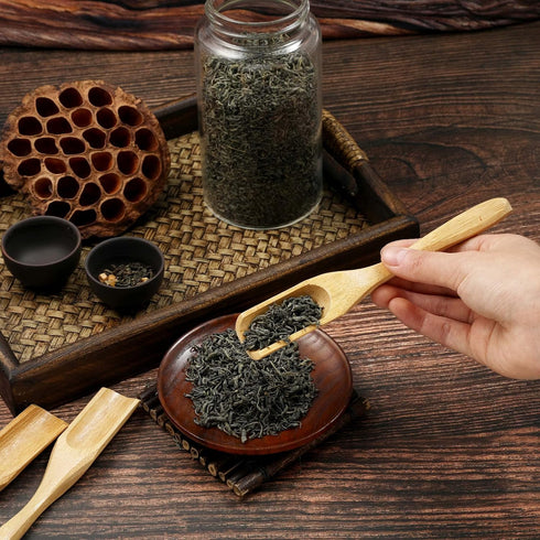 3 Pieces Wooden Loose Tea Scoops, Natural Bamboo Wood Spoons for Scooping Coffee, Spices, Condiments