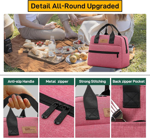 HOMESPON Insulated Lunch Bag for Women Men, Cooler Lunch Tote for Work Picnic (Rose)