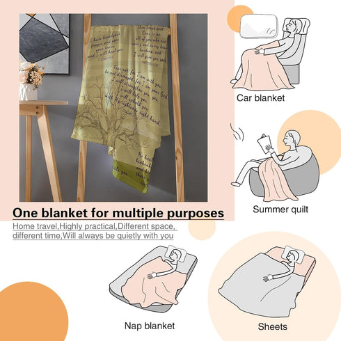 60''x80'' AMITAYUS Tree Healing Scripture Bible Verse Fleece Throw Sympathy Prayer Blanket Religious Christian