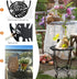 Plant Castle 14 Inch Outdoor Side Table for Small Spaces, Versatile Round Metal End Table for Patio Balcony Yard Porch