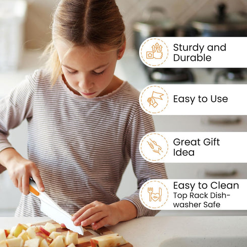 Zulay 3-Piece Kids Knife Set - Toddler Knives for Real Cooking & Baking - Safe Montessori Knife with Serrated Edges