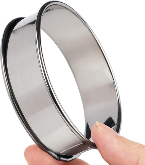 FANGSUN 4 Inch Crumpet Rings, Stainless Steel English Muffin Tart Rings for Baking, Cooking Egg Ring Mold