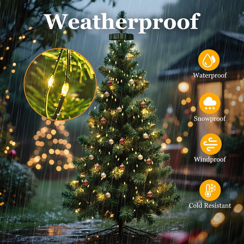 6.6FT 400 5-7FT Dimmable 8 btfarm Christmas Tree Lights with Remote, LED USB Plug in Fairy Xmas Light for Tree,Timer