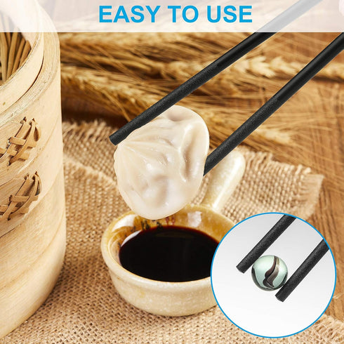 ONEHERE 10 Pairs Fiberglass Chopsticks Family Set, Reusable Non-slip for Sushi, Noodles, Hotpot, 9.5 inches, Classic