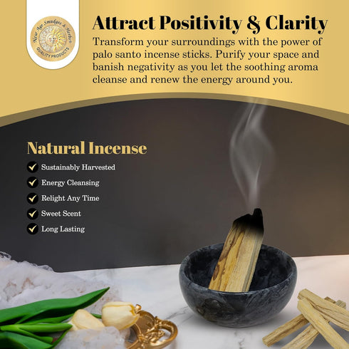 Sacred Palo Santo Wood Incense Sticks - 6 Premium Sticks for Cleansing, Meditation, Energy, Ethically Sourced
