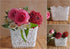 White Lace Flower Vase Pot Decor Holder - Small Square (4" W x 4" D x 4.5" H)
