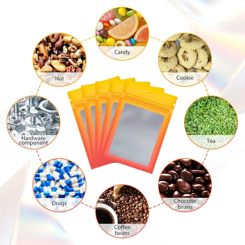 Funfery 100 Pieces Resealable Smell Proof Bags for Food Storage, Clear Mylar Bags for Small Business Packaging