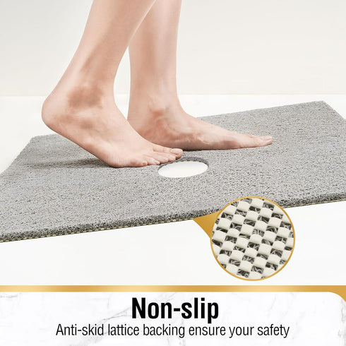 36 36 Inch HITSLAM Square Shower Mat, x Non Slip Bath Mat for Tub, Soft PVC Loofah Bathtub Mats with Drain Holes, Quick
