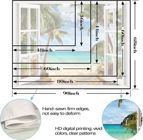 Leeisysme Beach Landscape Tapestry: Tropic Ocean Sea Island Palm Tree Seaside Tapestries for Living Room Summer Wall