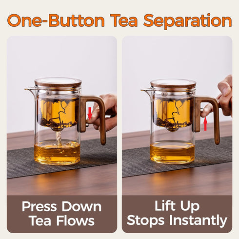 20 oz (600 ml) Enchanted Tea Pot, Magic Tea Pot for Loose Leaf Tea Steeper, Heat Resistant Borosilicate Glass Teapot