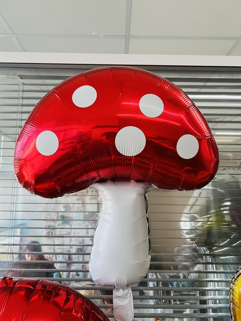 CYMYLAR 3PCS 31'' Mushroom foil balloons. Mushroom decor- Alice in Wonderland theme party decoration, Mushroom birthday