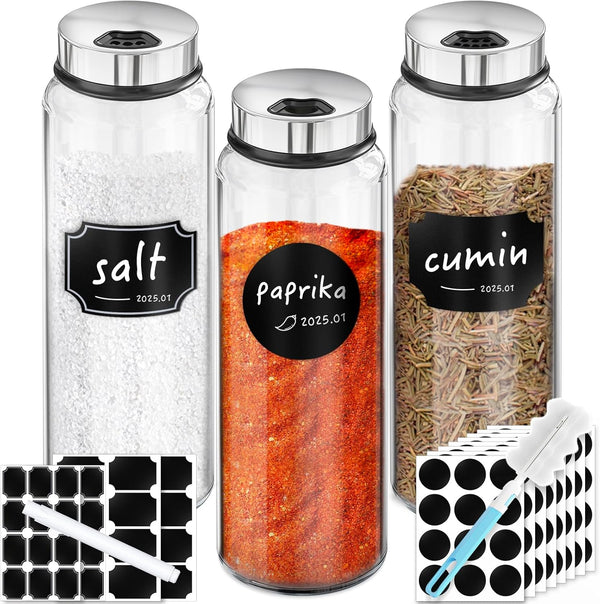 Segarty Spice Jars with Label Set, 3 Pack 15 oz Large Glass