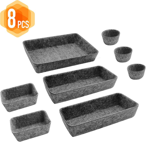 8pcs Drawer Organizers, Grey Separators and Storage Box, Foldable Drawer Dividers for Tool Containers, Toy Basket