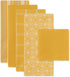 DII Assorted Woven Kitchen Set, 5 Piece - Dishtowel 18x28, Dishcloth 13x13, Mustard