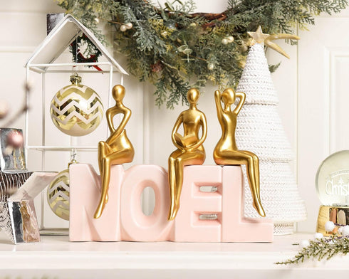 3 Quoowiit Gold Decor Thinker Statue Decor Book Shelf Decor, Abstract Statue Ornament Office Decor Modern Home Decor