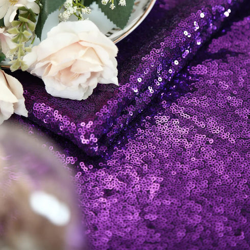 B-COOL Sequin Tablecloths, Purple Glitter Mermaid Table Cloths for Halloween Parties, 50x50inch
