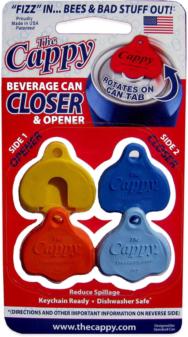 The Cappy – Reusable Beverage Can Lid & Opener - Set of 4, Fits Most Standard Cans