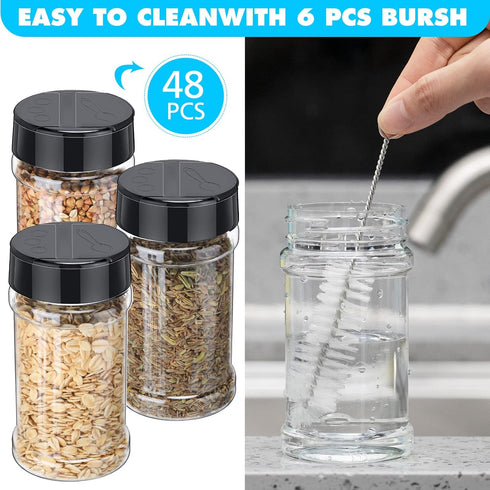 48 Mimorou Pcs Clear Plastic Spice Jars Spice Bottles with Shaker Lids Plastic Seasoning Containers with Chalk Labels