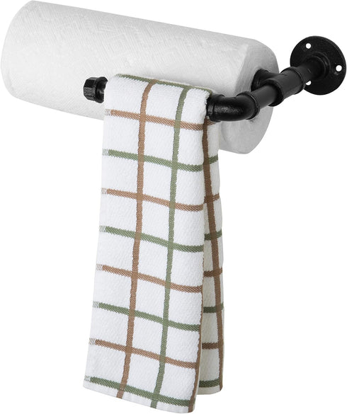 MyGift Wall-Mounted Paper Towel Holder Under Cabinet Hanging Dish Towel Rack and