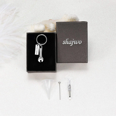shajwo Wrench Urn Necklace for Ashes, Stainless Steel Hammer Cremation Jewelry Pendant for Women Men