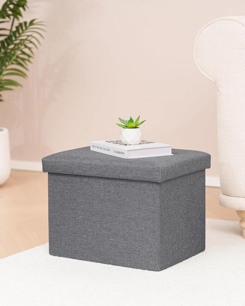 16.5"x12.6"x12.6" B FSOBEIIALEO Folding Storage Ottoman Cube Linen Ottomans for Living Room, Bedroom, Home Office, Dorm