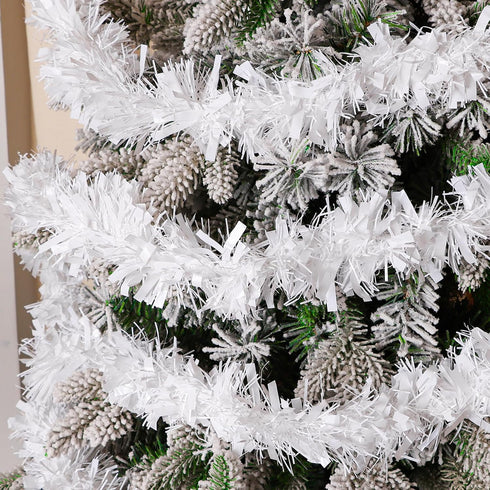 KIMOBER 32.8 Ft White Metallic Christmas Tinsel Garland for Tree and Wedding Party Decorations