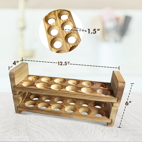 Expandable Stackable Wooden Egg Holder for 24 Eggs, Rustic Kitchen Decoration, Compact Egg Rack for Counter - Gui's