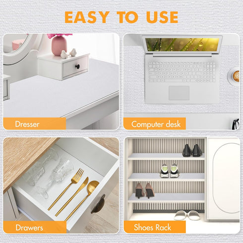 Viseeko Shelf Liner for Kitchen Cabinets, Non-Adhesive Drawer Liner, Easy to Use for Fridge, Shelves, and Storage Desks