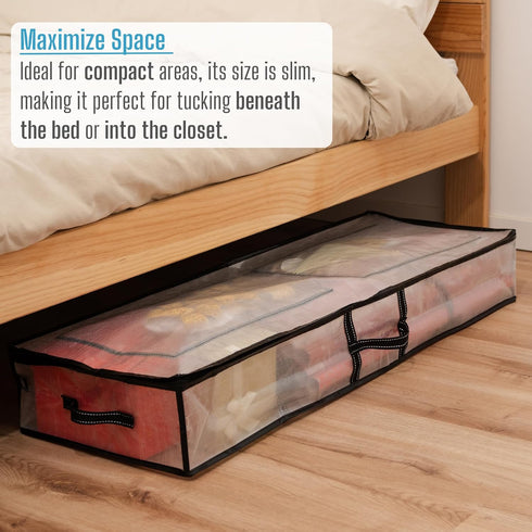 40 Inches 24 VENO Clear Wrapping Paper Organizer Storage Box for Christmas Gift Bags and Holiday Accessories, Underbed