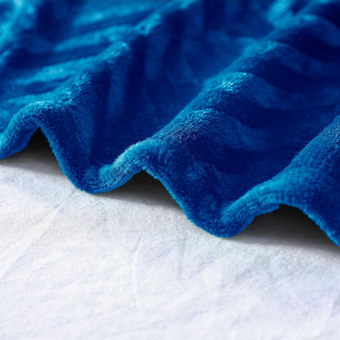Whale Flotilla Flannel Fleece Throw Blanket, Soft Velvet Lightweight Plush Chevron Design, 50x60 Inch, Royal Blue