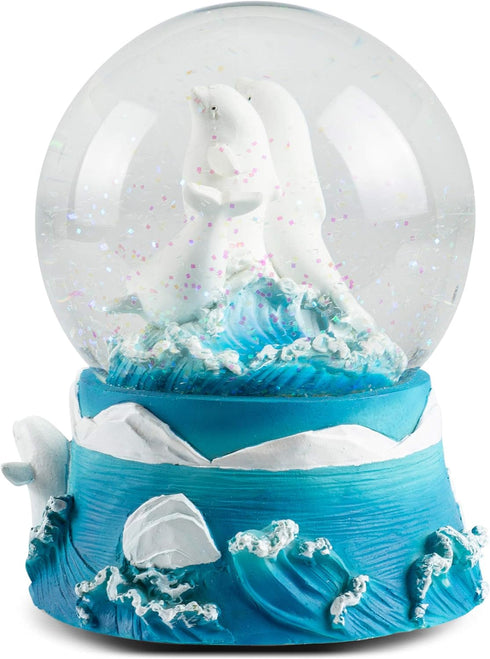 Elanze Designs Beluga Whales Tabletop Dresser Nightstand Figurine Decoration, 100MM Sturdy Glitter Water Wind Up