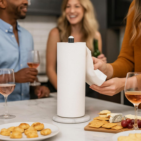 Countertop, 5.5 12.6 Inch, Creative Home Natural Marble Base Paper Towel Holder Stable Roll Dispenser with Powder