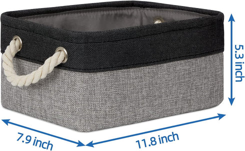 Temary Fabric Storage Baskets - 6 Pcs Small Cloth Basket for Shelves, Collapsible Decorative Storage Organizer, Black