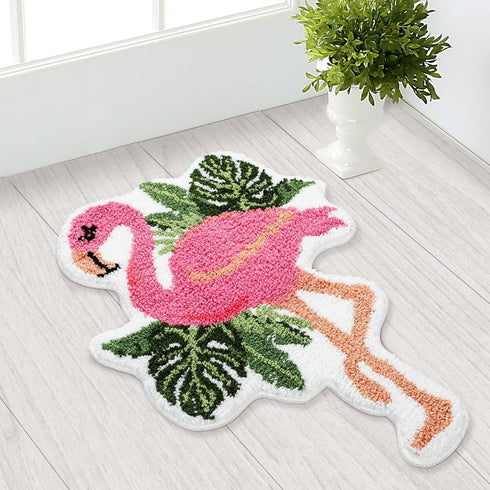 Ceenna Flamingo Bath Mat, Pink Non Slip Rugs for Bathroom Kitchen Indoor Outdoor, 27.56 x 19.69 Inches