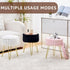Wimarsbon Vanity Stool with Storage, Faux Fur Ottoman Chair with Metal Legs, Round Makeup Vanity Chair for Bedroom
